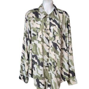 Torrid Georgette Relaxed Shirt Camo Long Sleeve Collared Women's Plus Size 1X
